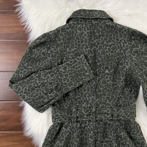 Marissa Webb Size 4 Mera Canvas Leopard‎ Button Up Mini Dress Belted - Picture 9 of 11